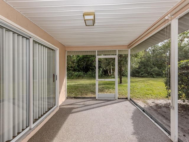 view of unfurnished sunroom