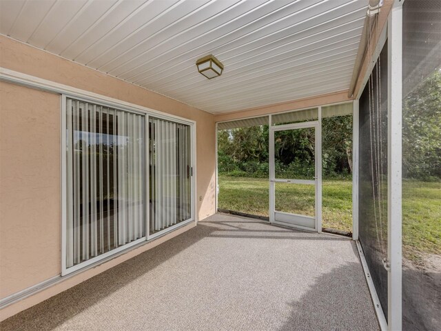 view of unfurnished sunroom