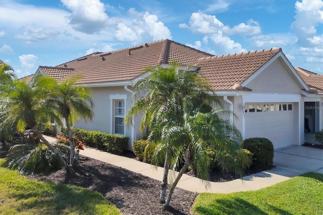 exterior space with a garage