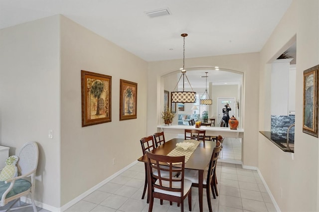 view of tiled dining area