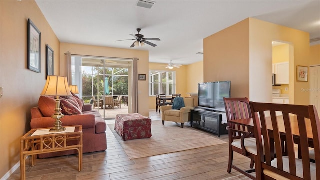 living room featuring light hardwood / wood-style flooring