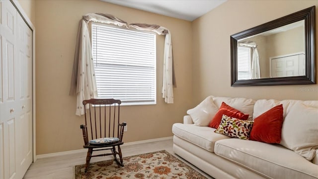 living room featuring light hardwood / wood-style floors