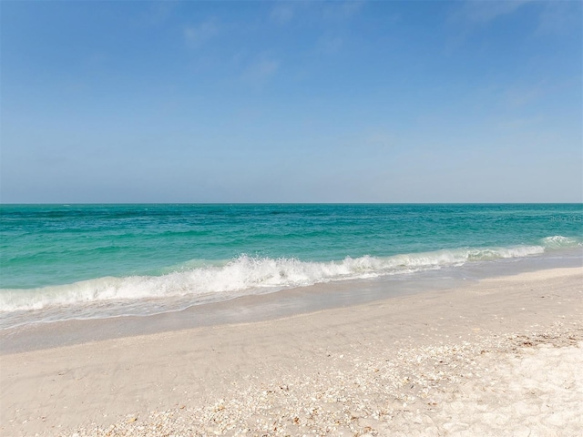 view of water feature with a view of the beach