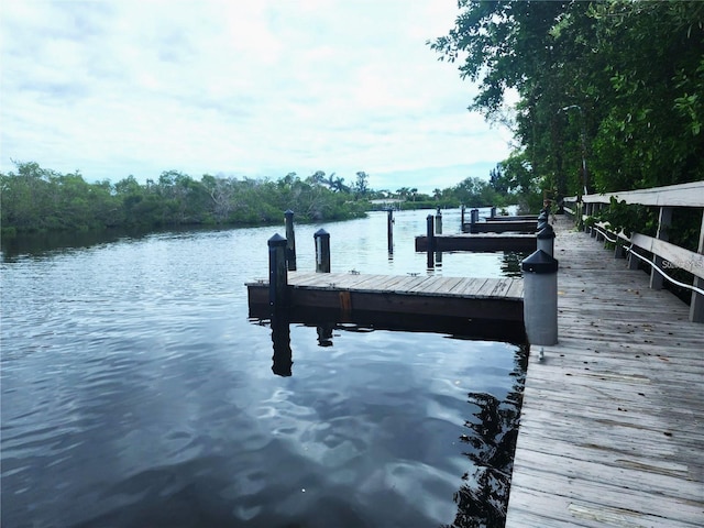 view of dock featuring a water view