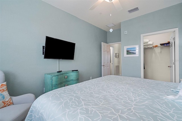 bedroom featuring ceiling fan