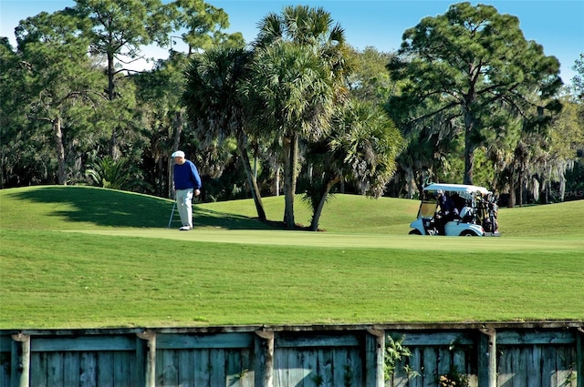 view of property's community featuring a yard