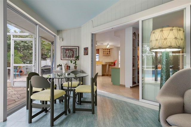 dining area with light hardwood / wood-style floors