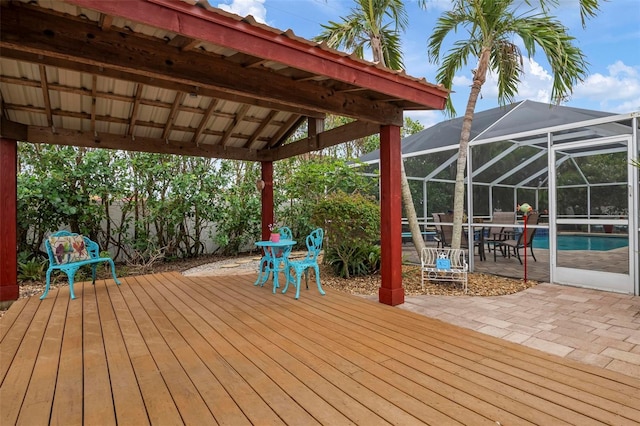 deck featuring a lanai and a patio