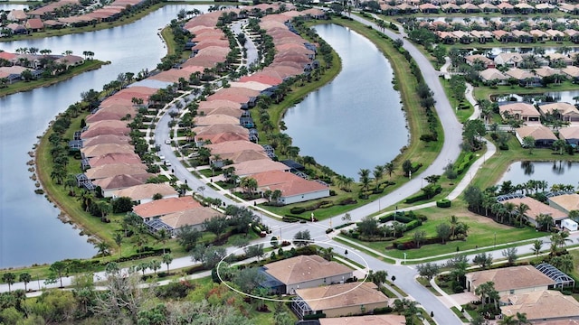 bird's eye view featuring a water view