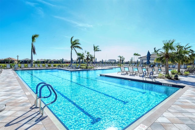 view of pool featuring a patio