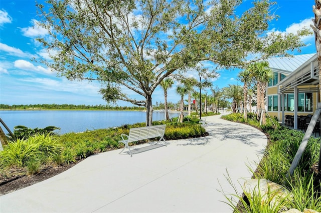 view of home's community featuring a water view