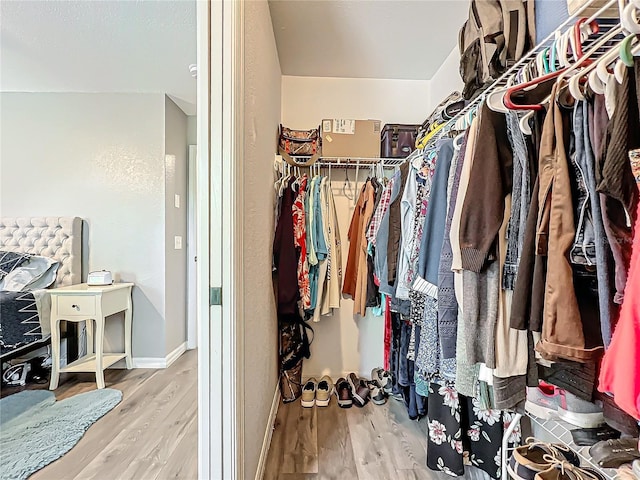 spacious closet featuring hardwood / wood-style floors