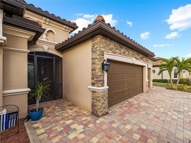 exterior space featuring a garage