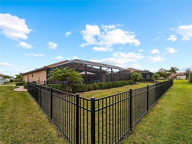 view of yard featuring a lanai