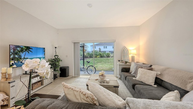 living room featuring light tile patterned floors