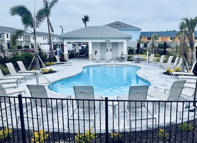 view of swimming pool featuring a patio