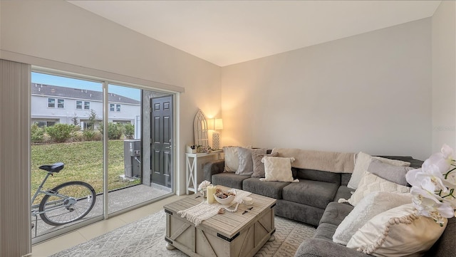 view of tiled living room