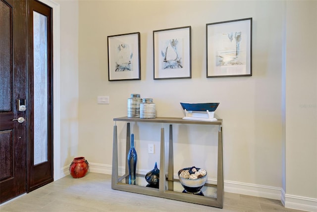 entrance foyer with light hardwood / wood-style floors