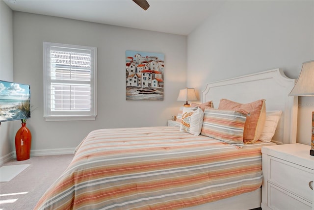 bedroom featuring carpet and ceiling fan