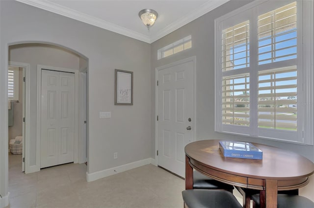 interior space with ornamental molding