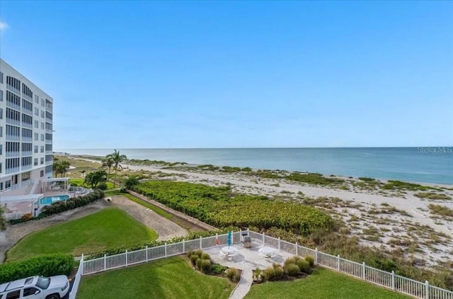 water view featuring a beach view