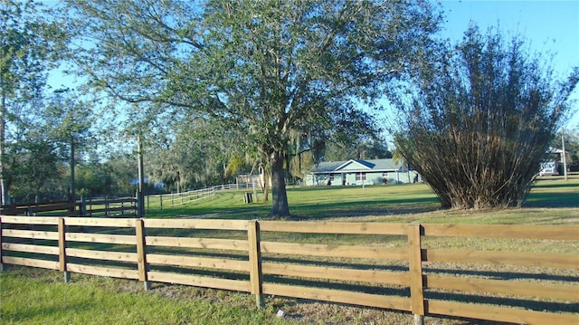 view of gate featuring a rural view and a yard