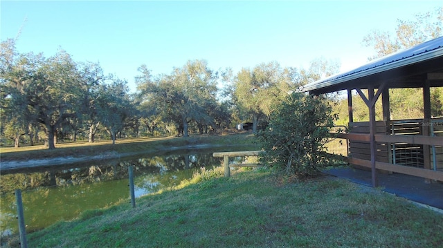 view of yard featuring a water view