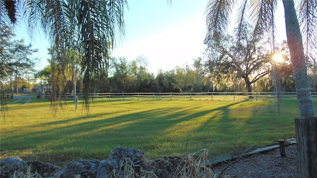 view of yard with a rural view