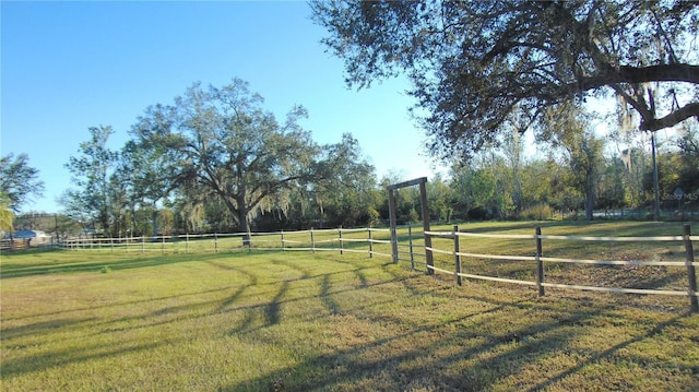 view of yard with a rural view