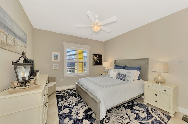 bedroom featuring ceiling fan