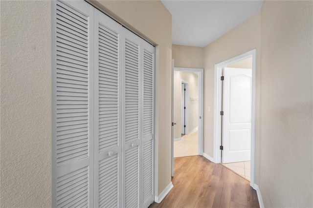 hall with light hardwood / wood-style flooring