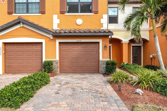 view of front of house with a garage