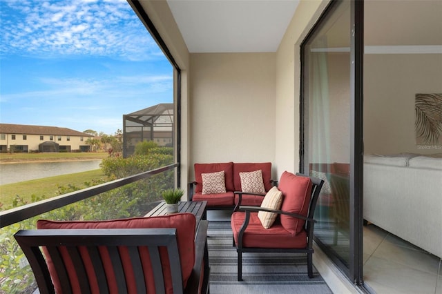 balcony with a water view