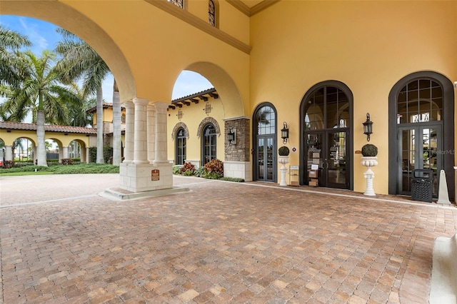 view of patio / terrace featuring french doors