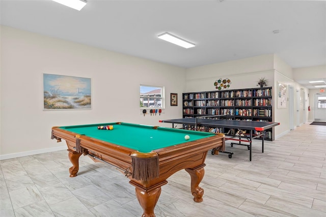 game room featuring plenty of natural light and billiards