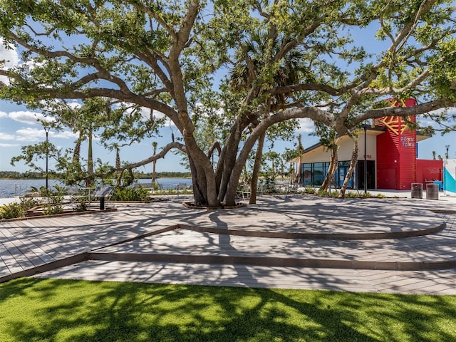 view of community featuring a water view