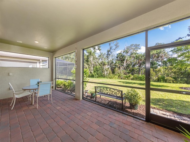 view of unfurnished sunroom