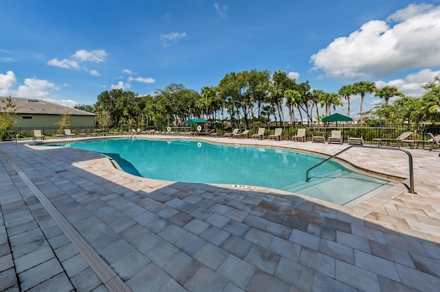 view of pool featuring a patio area