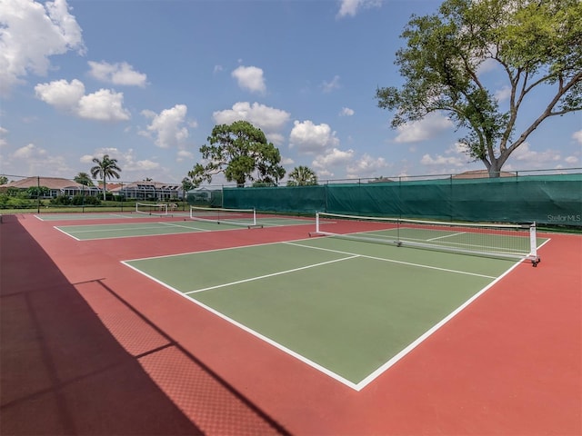 view of tennis court with basketball court