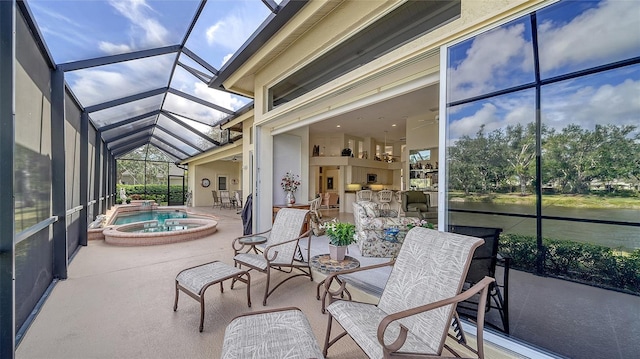 sunroom / solarium featuring lofted ceiling