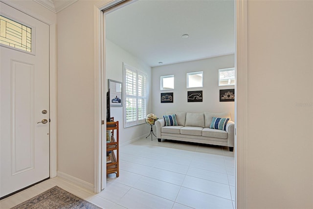 entrance foyer featuring light tile patterned floors