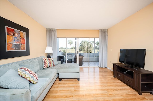 living room featuring light wood-type flooring