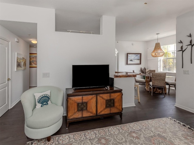 living room featuring dark hardwood / wood-style flooring