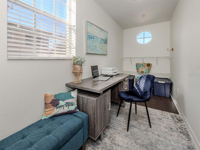 office featuring wood-type flooring and plenty of natural light