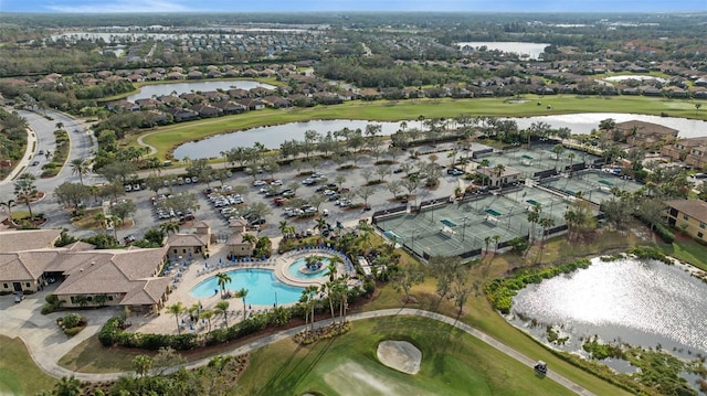 bird's eye view featuring a water view