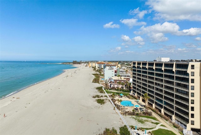 property view of water with a beach view