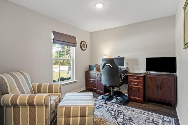 office area featuring dark hardwood / wood-style floors