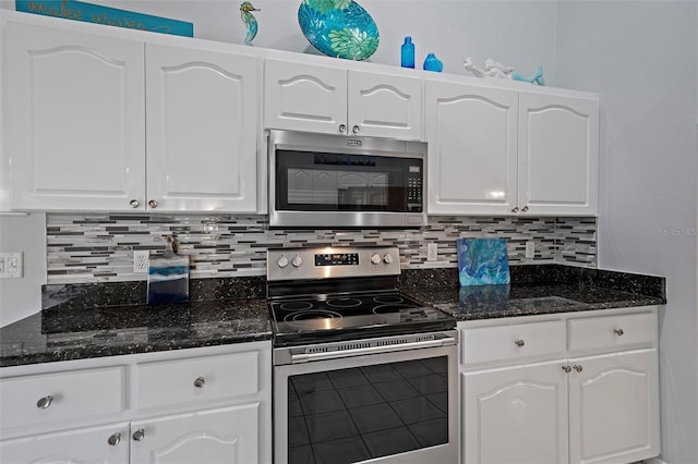 kitchen with white cabinetry and appliances with stainless steel finishes