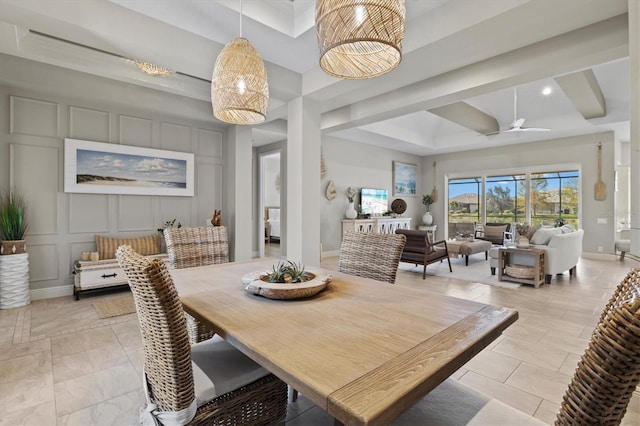 dining area featuring ceiling fan