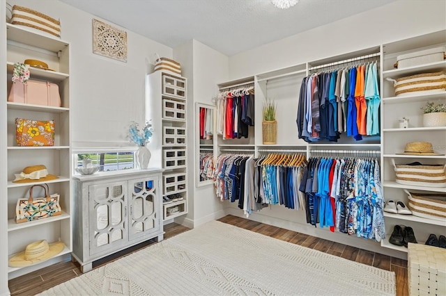 walk in closet featuring hardwood / wood-style floors